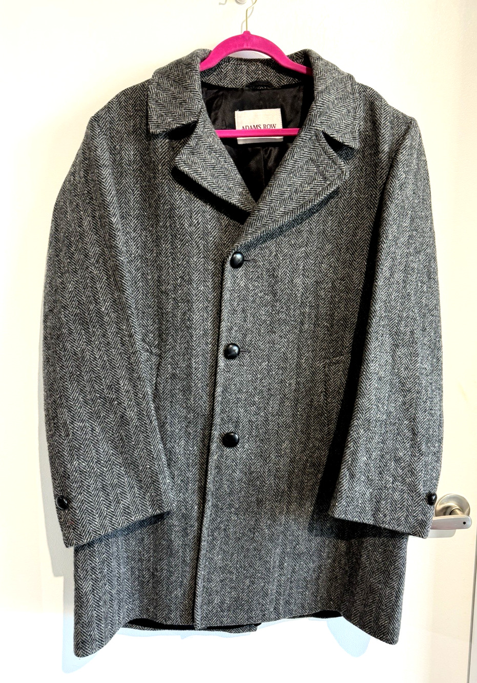 NWOT Vintage Men's Adams Row Wool blend Gray Herringbone Overcoat Size-40 R